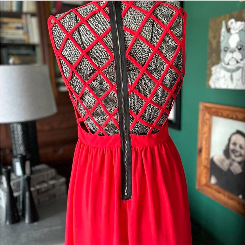 Elegant Red Orange Sleeveless Dress